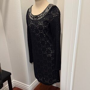 Ralph Lauren Black Lace Long Sleeve Dress